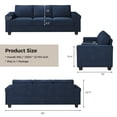 thumbnail image 2 of BLAZANT 90" 3 Seater Sofa Couch with Deep Seat, 90" Modern Upholstered Sofa with Armrests, Easy Installation, Comfy Couches for Living Room, Apartment,Blue, 2 of 15
