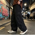 thumbnail image 6 of Atogsazn Boys Baggy Wide Leg Cargo Pants Childrens Casual Loose Fit Sweatpants Quick Dry Lightweight Trouser with Pocket Black 4-5 Years Fashion, 6 of 7