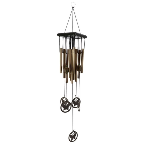 Large Wind Chimes Outdoor 12 Tube Stainless Steel Butterfly Design Garden Yard Decor 60cm Height Copper Color Resonant Quiet Bells for Patio Porch Balcony