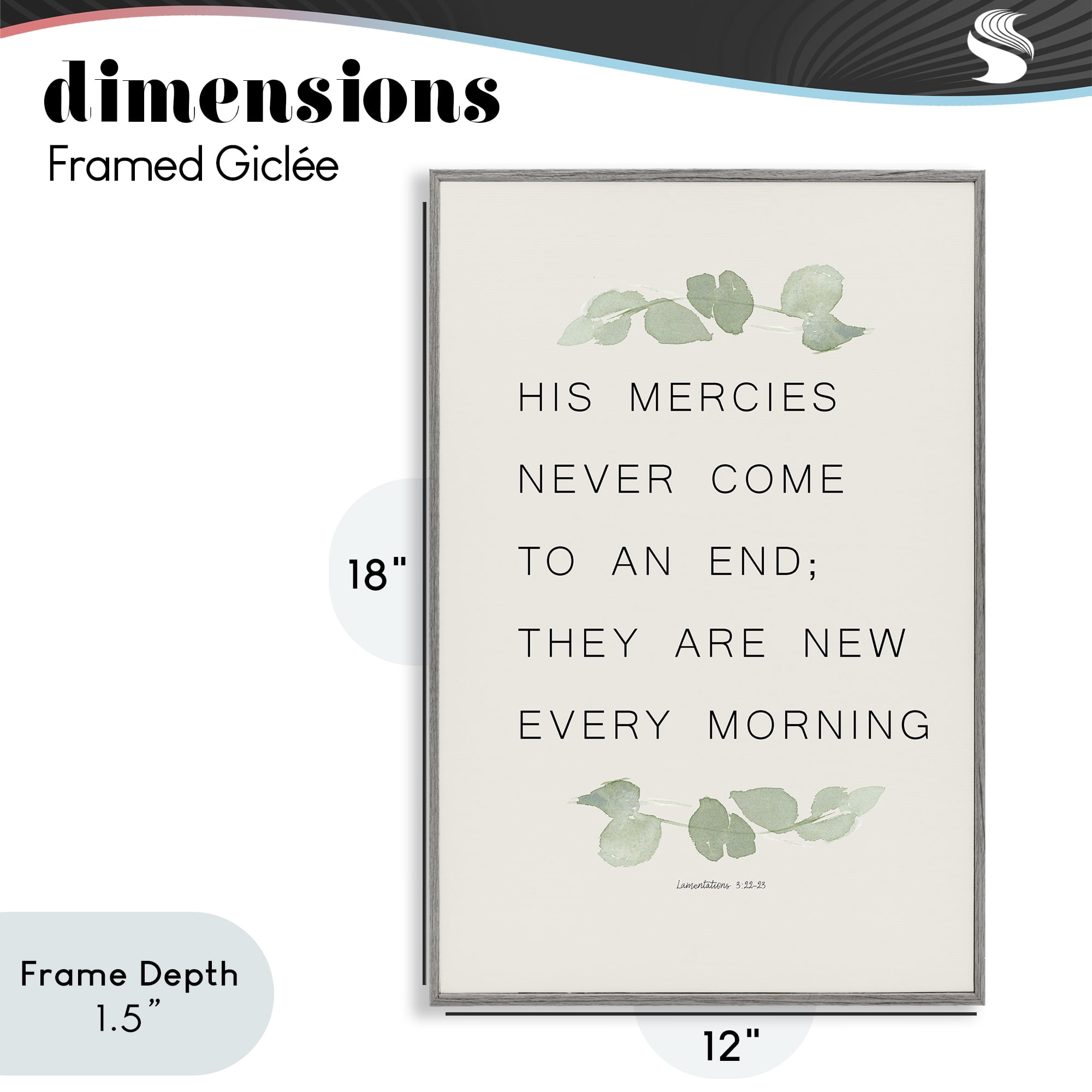Stupell Industries Mercies New Every Morning Gray Framed Giclee Art, design by Lucille Price
