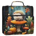 thumbnail image 2 of Haosy 3 Ring Zipper Binder with Shoulder Strap Waterproof Trapper Keeper 2 Inch D-Ring 500 Sheets Capacity, Cute Hedgehog Sitting on Mushroom, 2 of 8