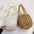 thumbnail image 3 of CHOK Summer Straw Bucket Bags For Women Handmade Drawstring Beach Shoulder Bags Raffia Rattan Woven Handbags Vacation Shopping Bags, 3 of 6