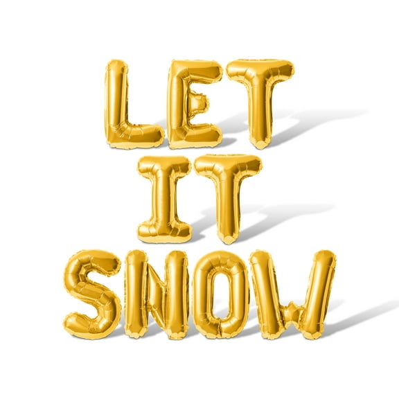 Letter Balloons - LET IT SNOW 16" Inch Alphabet Letters Foil Mylar Balloon Christmas Party Banner (Gold)