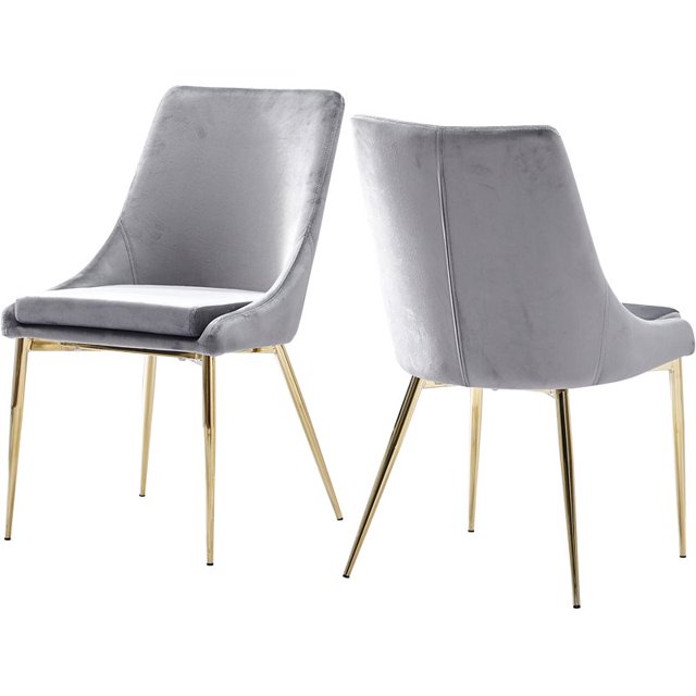 Best Master Furniture Leatrice 19" Velvet Dining Side Chair in Gray (Set of 2)