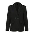 thumbnail image 3 of Siilsaa Women Jackets Fashion Women's Long Sleeve Formal Notch Lapel Button Down Blazer Pockets Jacket Black,S, 3 of 5