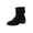 Black, variant on Willtoo Women's Slouch Ruched Mid Calf Ankle Boots, Faux Suede Round Toe Low Block Heel Back Zipper Booties, Casual Fall Winter Fashion Short Boots