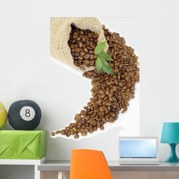 Coffee Beans Bag with Wall Mural Decal Sticker, Wallmonkeys Peel & Stick Vinyl Graphic (36 in H x 26 in W)