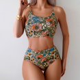 thumbnail image 2 of Wamejoo Women's Swimsuit Floral Print High Waisted Bikini Set Two Piece Bathing Suit (Yellow, XL), 2 of 7