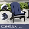 thumbnail image 5 of Pellebant High-Back Adirondack Chair Cushions Set of 2, 50"x20"x2.5", Outdoor/Indoor Patio Cushions with Ties, Water-Resistant, Fade-Resistant, Comfortable Foam Padding (Navy Blue), 5 of 7