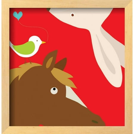 - Farm Group: Rabbit and Horse Framed Art Print Wall Art By Yuko Lau - 13x12