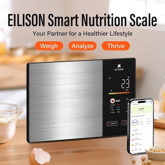 Kitchen Scale with Nutrition Calculator, Digital Food Scale, Large TFT Color Display, App for 999+ Foods, Calorie Counter & Nutrient Analyzer, 5000g Capacity (Black)