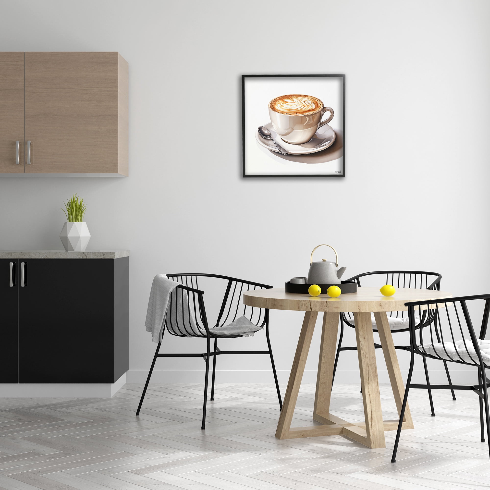 Stupell Industries Chic Modern Cappuccino Food & Beverage Painting Black Framed Art Print Wall Art, 24 x 24