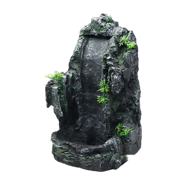 lingqin Aquarium Decor Fish Tank Ornament Decorative Background Waterfall Mountain Stone