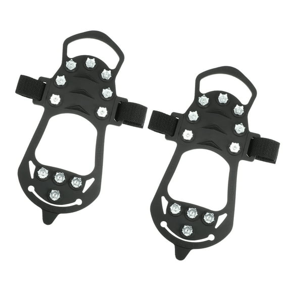 Vocoste Pair Crampons Ice Cleats Shoes Spikes Grips Traction for Winter Hiking Climbing Black Size XL