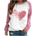 thumbnail image 2 of Heart Graphic Shirt Women Love Trendy Raglan Long Sleeve Tops Casual Loose Color Block Crew Neck Cute Pullover Fashion Valentines Day Outfits, 2 of 7