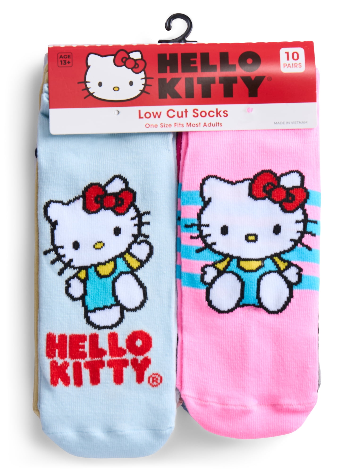 Hello Kitty Womens' Low-Cut Socks, 10-Pack, Sizes 4-10