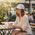 thumbnail image 6 of Hsqqdc Lace Rhinestone Baseball Cap, Bow-knot Butterfly Adjustable Sun Protection Hat, 6 of 7