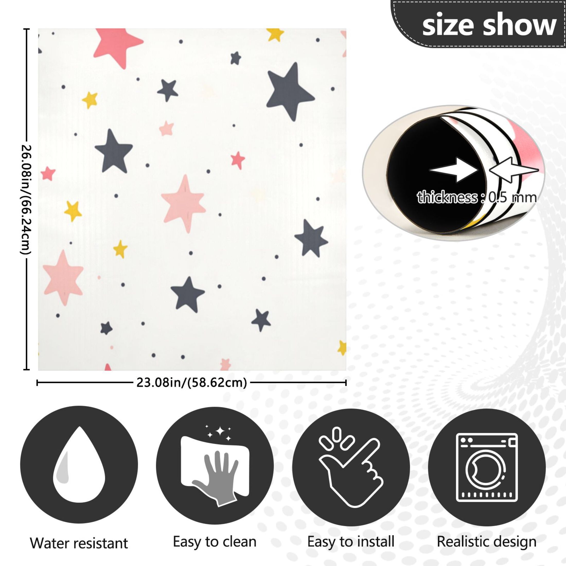 Dishwasher Magnetic Sticker 23x26 Inch Refrigerator Magnetic Sticker Washing Machine Magnetic Sticker Kitchen Panel Magnetic Sticker Home Decor Cartoon Colored Stars