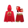 thumbnail image 2 of Moggemol Kids Boys Metallic Trim Boxer Robe with Gloves Set for Carnival Theme Party Boxing Practice Red Gold 16, 2 of 6