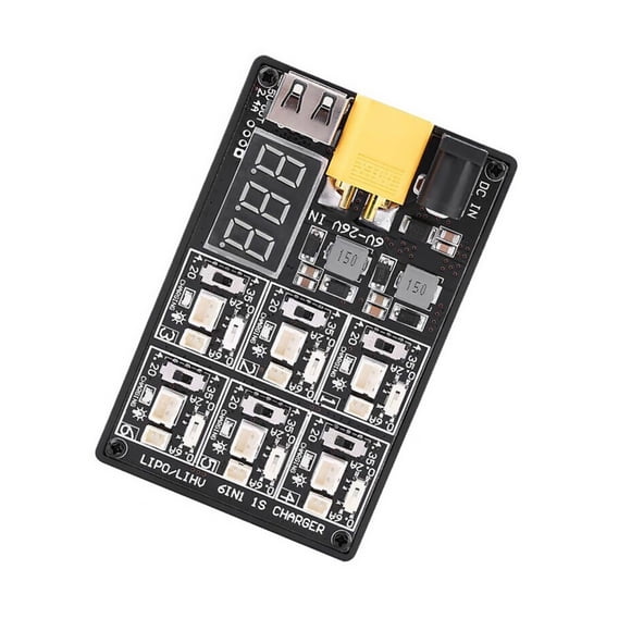 NATEFEMIN Multi Battery Charger Board 6 Port LiPo LiHV 1S 200 600mA Picoblade 1.25 PH 2 0 for Tiny Whoop Drone Batteries