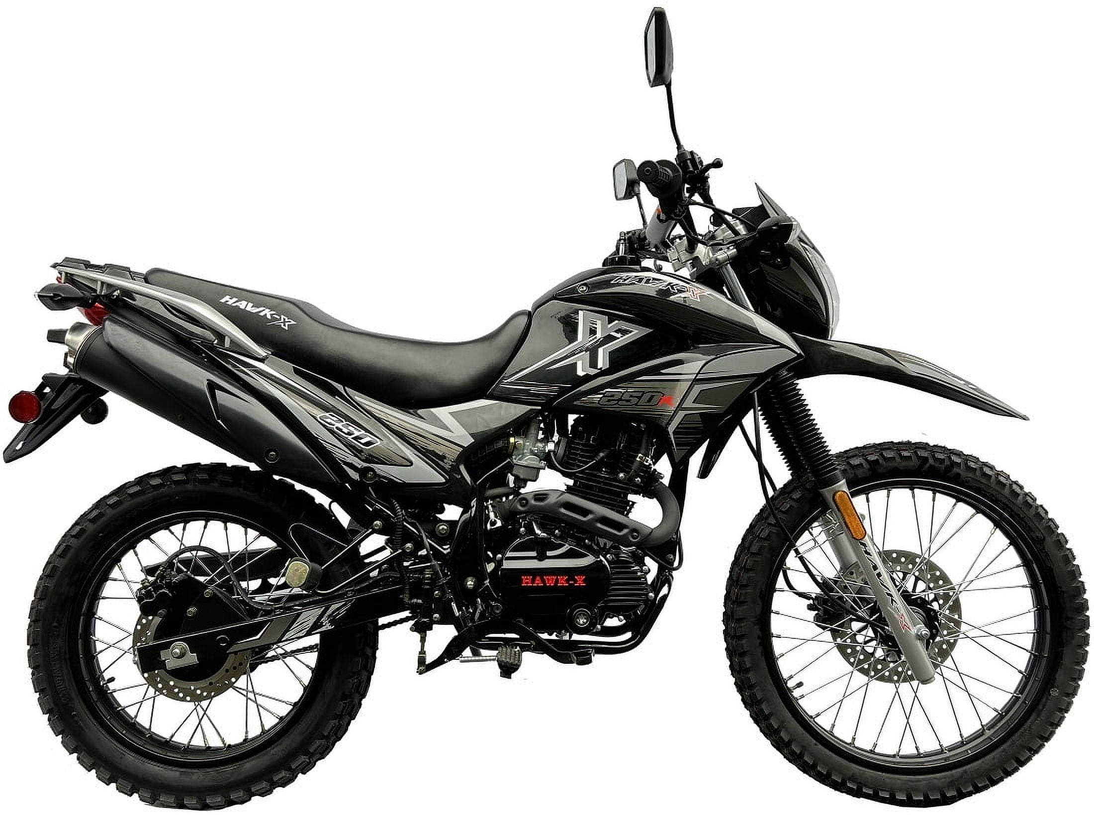 Hawk-X 250cc Motorcycle 5-Speed Manual 21" front Tire - 250 Adult Bike-Black
