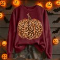 thumbnail image 2 of Halloween Leopard Print Pumpkin Graphic Pullover Crew Neck Long Sleeve Casual Sweatshirt Cozy Fall Winter Layering Top for Women L, 2 of 4