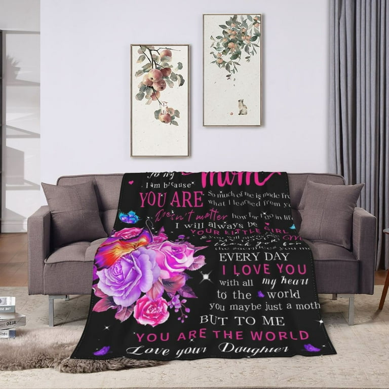 Customized] To my Mom Love you Daughter BLANKET, Cozy Premium Fleece  Sherpa Woven Blanket