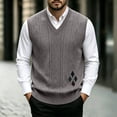 thumbnail image 2 of Riecok Knitted Vest for Men Sleeveless V Neck Pullover Sweaters Lightweight Solid Winter Tops with Pockets Khaki 3XL, 2 of 6
