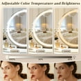 thumbnail image 3 of Gold Vanity Mirror, 12 Inch Makeup Mirror with Lights, Large Lighted Vanity Mirror, Light Up Mirror with Smart Touch 3 Colors Dimmable, Tabletop, 360° Rotation, 3 of 15