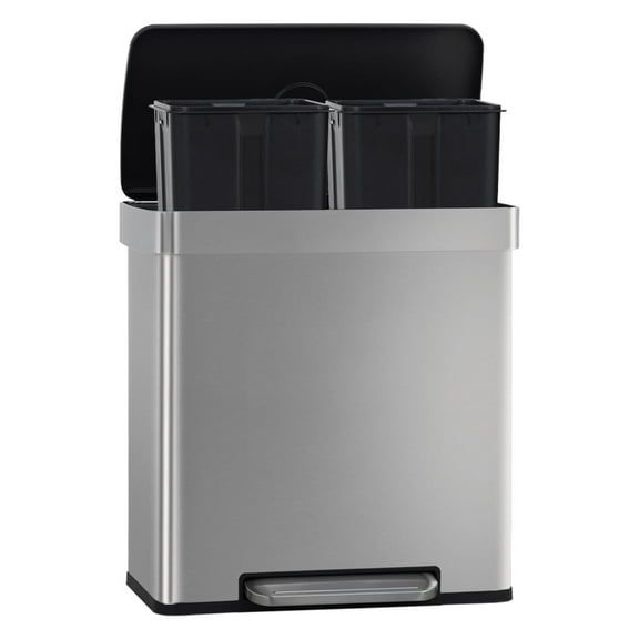 FDW Stainless Steel 16 Gallon Garbage Can for Office Bedroom，Kitchen Trash Can with Lid