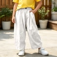 thumbnail image 4 of VBEWZET Kids Wide Leg Casual Pants, Elastic Waist Loose Fit Trousers with Pockets, Lightweight Air-Condition Pants for Boys & Girls White 7-8 Years, 4 of 6