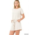 thumbnail image 3 of Zenana Women's Short Sleeve Romper with Elastic Waist & Keyhole Back Summer Loungewear, 3 of 5