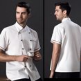 thumbnail image 3 of Kitchen Chef Coats Double-breasted Short Sleeve Working Clothes Kitchen Chefs Wear Cook Works Clothing for Restaurant Hotel Use White M, 3 of 7