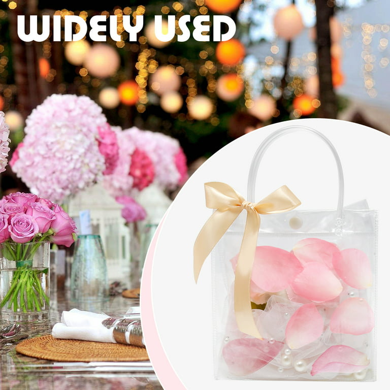 50 Pcs Cellophane Bags, Clear PVC Plastic Gift Bags with Champagne Gold  Ribbon, 6 x 6.3 Inches Transparent Gift Bags Bulk, Reusable Tote Bags for  Shopping School Wedding Birthday Baby Shower Party 