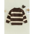 thumbnail image 2 of Bagilaanoe Toddler Baby Girl Boy Knitted Sweater Long Sleeve Stripe Print Pullover 6M 12M 24M 3T 4T 5T 6T Kids Warm Jumpers Tops Fall Loose Knitwear, 2 of 9