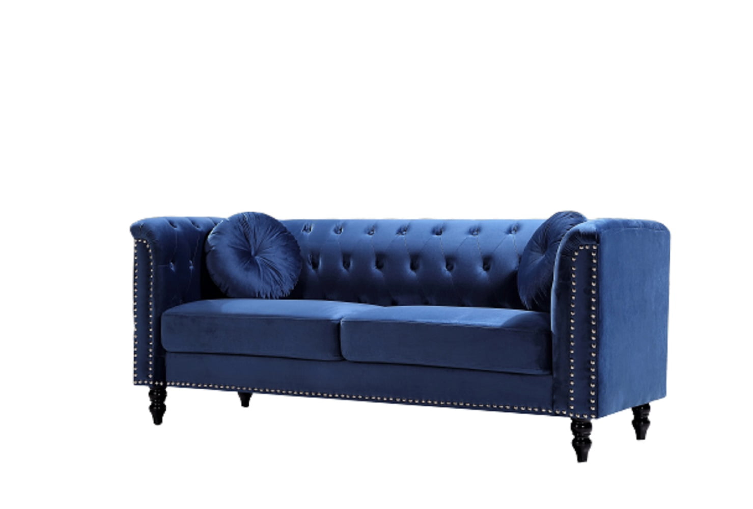 Uspridefurniture Lueck 76'' Velvet Rolled Arm Sofa -Blue