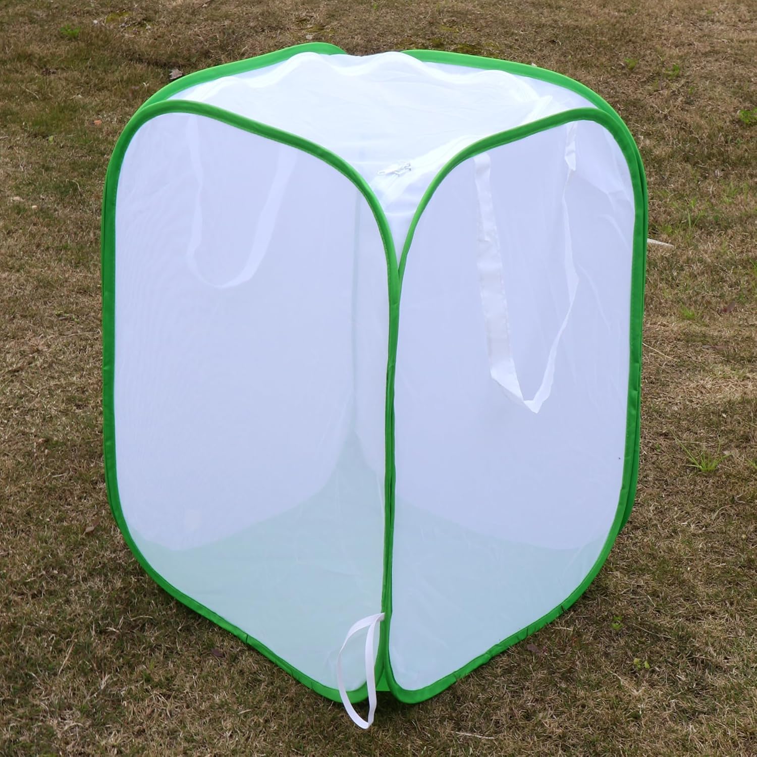 Collapsible Mesh Bird Cage for Song Bird, Seed Catcher White, Large Parakeet Cages, Pop-Up Design, 18 x 46 Inches