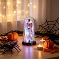 thumbnail image 5 of LOWLHOME Light Up Ghost in Glass Cloche, Halloween Cute Ghost with Light Decorations, Cute Spooky Ghost Decor for Tabletop Mantel Display, 8.7*4.3 in, 1 Count, Purple Skeleton, 5 of 5