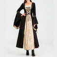 thumbnail image 2 of Ladies Casual Dresses Renaissance Velvet Dress Women Costume, Medieval Lace up Dress, Vintage Flare Sleeve Renaissance Maxi Dress for Halloween Black XL, 2 of 9