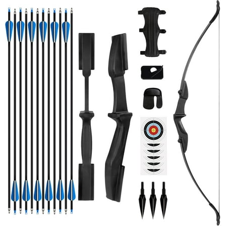 Recurve Bow and Arrow Set?Detachable Archery Adult Bow Left and Right Hands 40lbs Suitable for Outdoor Practice