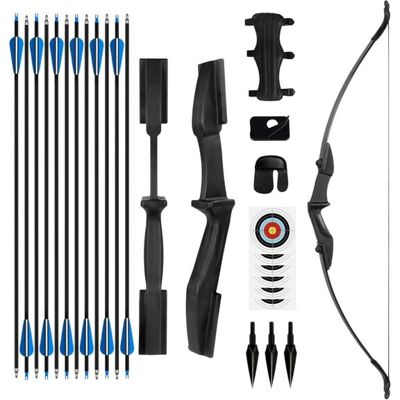 Recurve Bow and Arrow Set?Detachable Archery Adult Bow Left and Right Hands 40lbs Suitable for Outdoor Practice