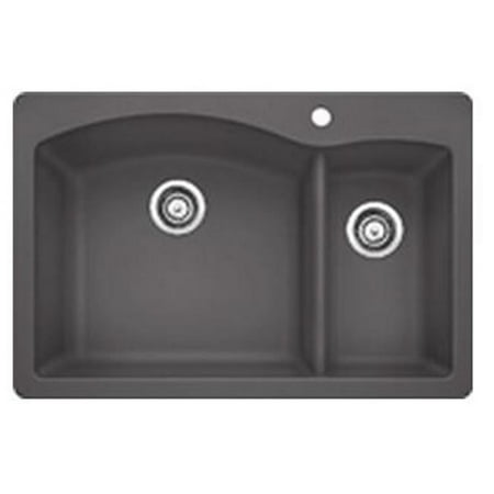 

Silgranit II Diamond Drop-In Double Bowl Kitchen Sink - Cinder - 1.5 in.