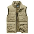 thumbnail image 3 of Men's Sherpa Lined Jacket Polyester Thick Velvet Warm Hooded Coat Fashion Zip Up Casual Puffer With Pockets Stand Collar Winter Cold Weather Outdoor Hunting Travel | Zenithor,Khaki 4XL, 3 of 9