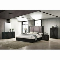 J&M Furniture 17521-K Rosette Bed, Black - King Size