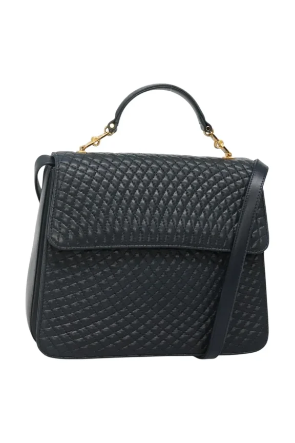 Pre-Owned Bally Vintage Quilted Leather Navy Leather Handbag
