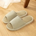 thumbnail image 2 of Summer House Slippers for Women Men Breathable Linen Indoor Slippers Slip-on Open Toe Home Shoes, 2 of 4