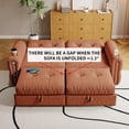 thumbnail image 3 of 77" Queen Size Sofa Bed, Loveseat Sleeper Sofa with Pull Out Bed and USB, 2 Seater Convertible Small Couch for Living Room Bedroom Apartment (Brown, Chenille), 3 of 7