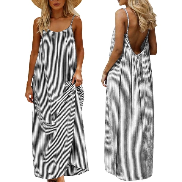 Una Línea Vestidos de Verano para las Mujeres 2025 sin Mangas Cami Espagueti Correa Vestidos para las Mujeres Vestido de Sol Largo Flujo