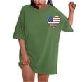 thumbnail image 1 of Fiudx Ofertas Flash Del Día Solo En Línea Camiseta de Manga Corta con Cuello Redondo y Estampado Informal En La Parte Delantera y Trasera Del Día de La Independencia para Mujer, 1 of 5