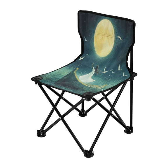 Outdoor Folding Chair 14.46x14.46x22.83 Inches, Camping Folding Chair Easy to Carry Ideal for Outdoor Picnics Camping Park Fishing Cartoon Moon Beauty